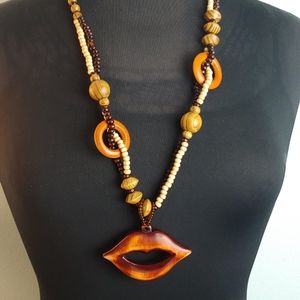 Beautiful wood and bead necklace